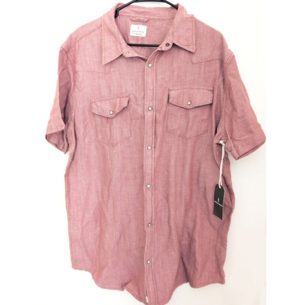 Mutual Weave Red Shirt XLT Multi Herringbone Chest Pocket Snap Button NWT XLT